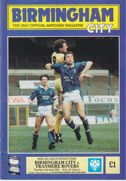 Birmingham City v Tranmere Rovers Match Programme 1991-04-02